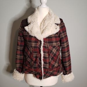 Forever 21 flannel, faux fur jacket sz SM